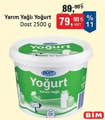 DOST YARIM YAĞLI YOĞURT 2500 G